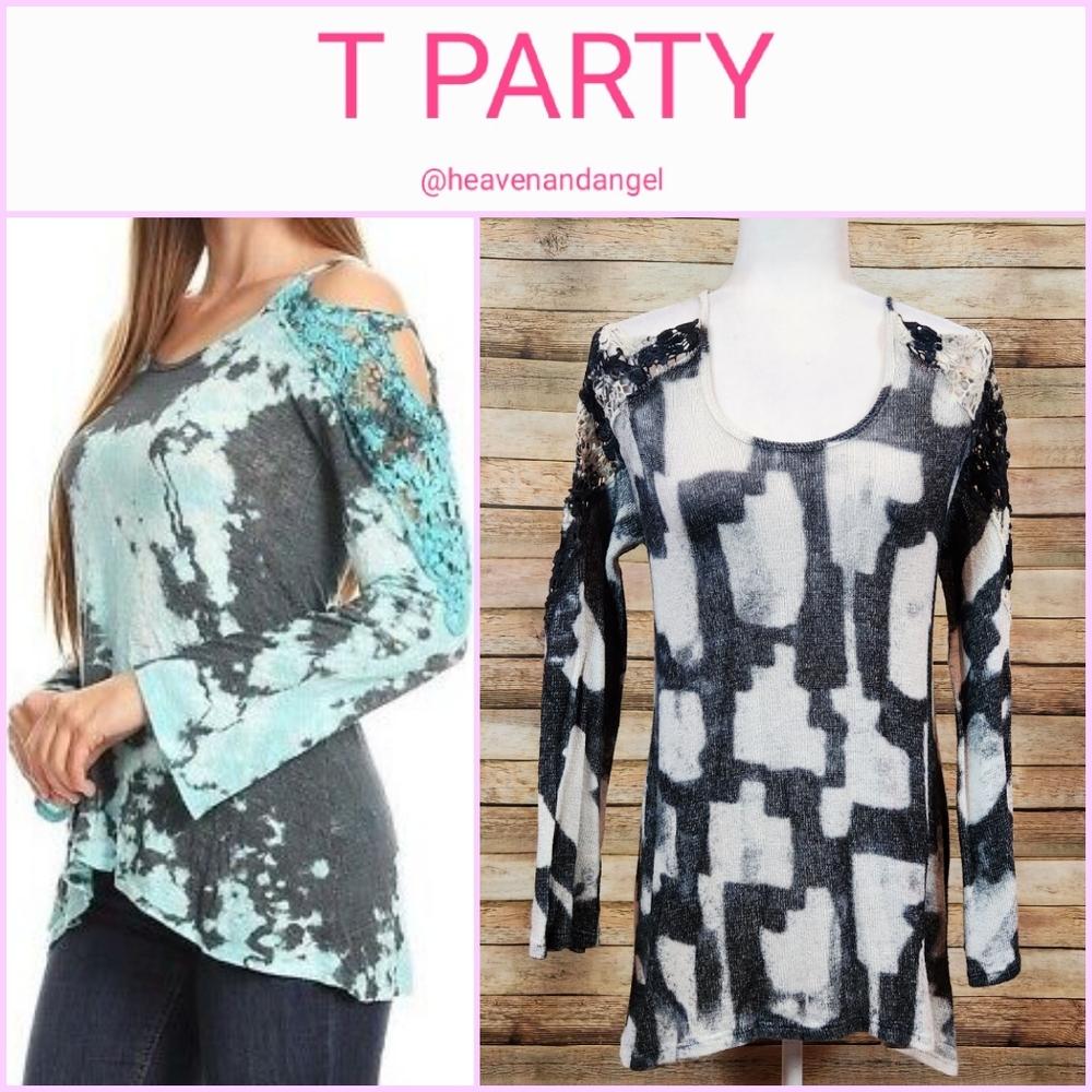 T Party Crochet Lace Cold Shoulder Top